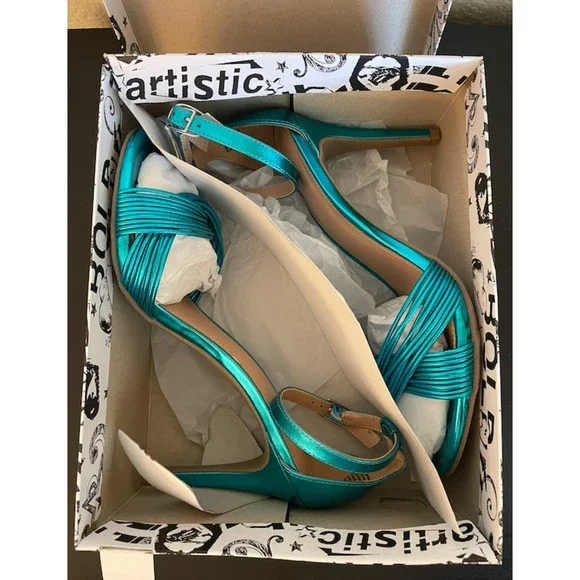 NEW -Brash Metallic Turquoise Blue Odessa Heels - Sz 9.5 - Picture 6 of 11